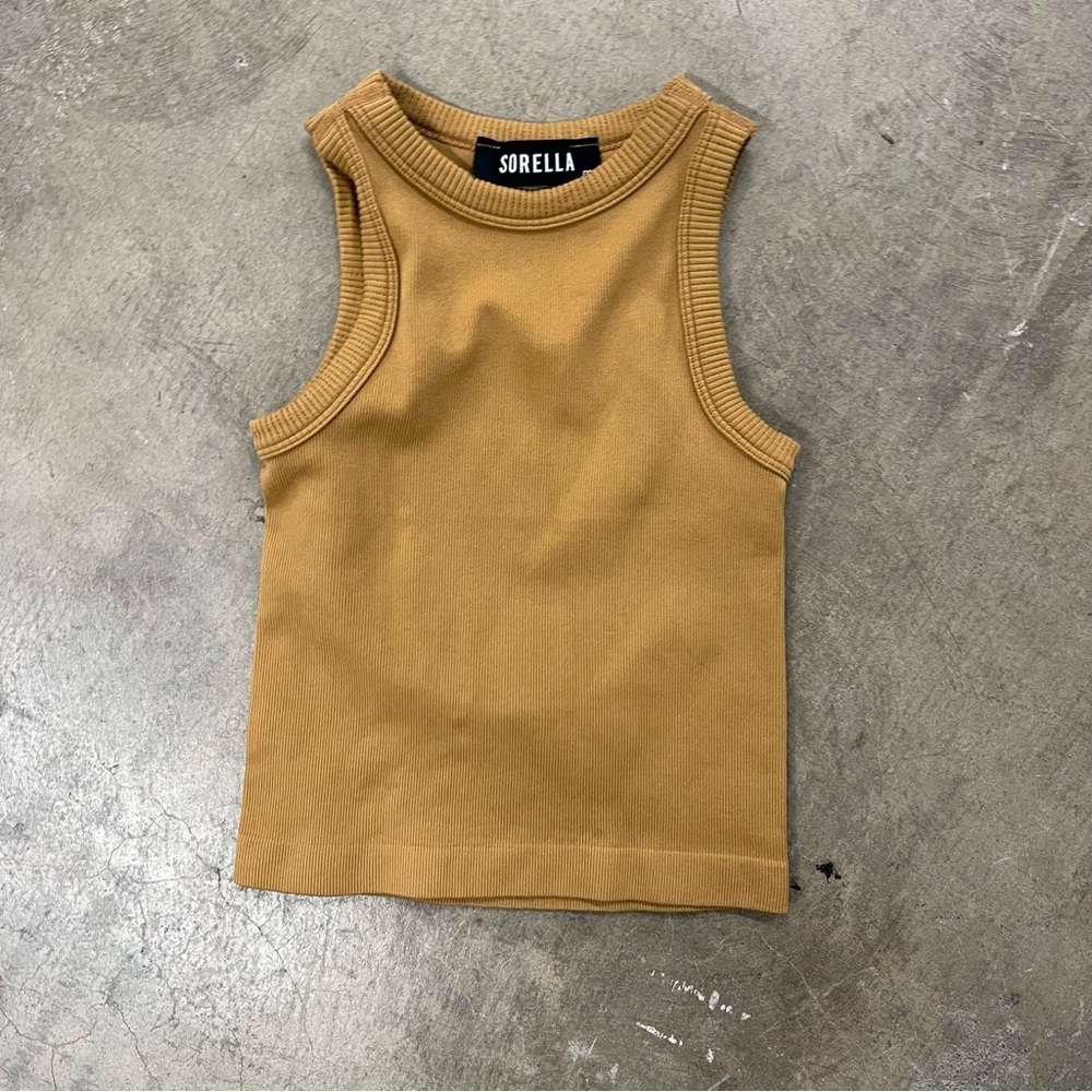 Tan Ribbed Open Back Tank - Picture 3 of 4